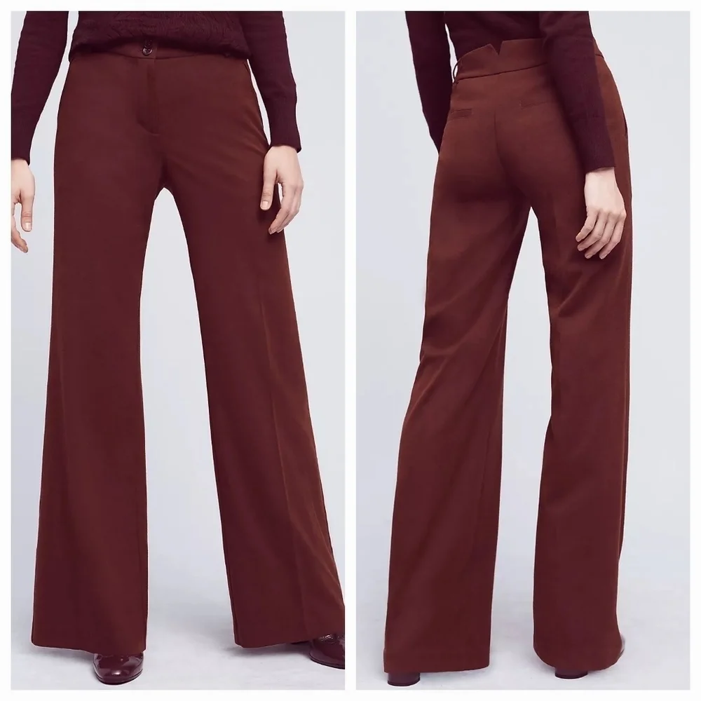 Cartonnier Monica Flannel Trousers in Bordeaux size 6P NWT
